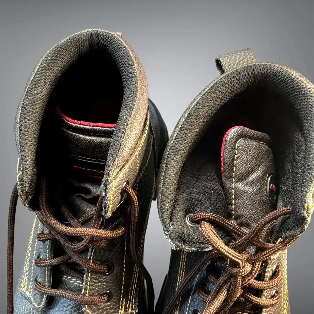 NWOT Men's 12W SKECHERS WORK Brown Leather BurginTarlac Steel Toe Work Boots
